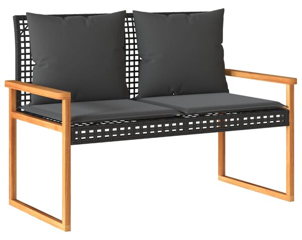 4 részes fekete polyrattan kerti ülőgarnitúra párnákkal