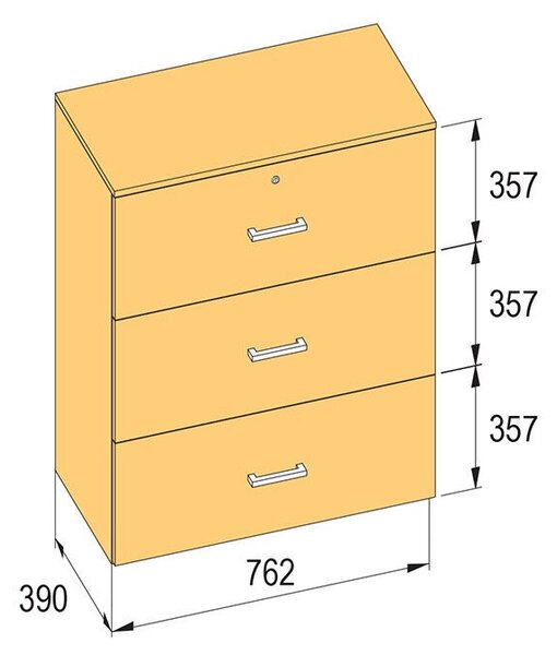 K-BBP R3 típusú irattartó szekrény 762 mm belső szélességhez, 1076 mm magasságho