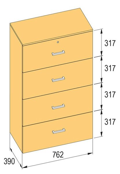 K-BBP R4 típusú irattartó szekrény 762 mm belső szélességre, 1276 mm magasságra