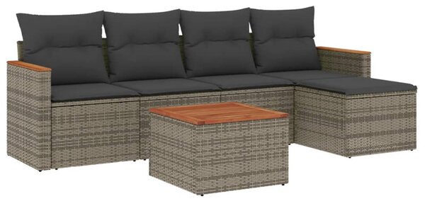 6 részes szürke polyrattan kerti ülőgarnitúra párnákkal