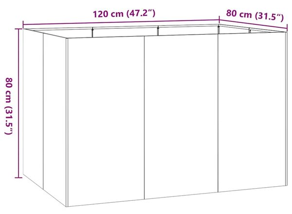 VidaXL növénytartó 120x80x80 cm Rozsdamentes acél