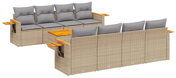 9 részes bézs polyrattan kerti ülőgarnitúra párnákkal