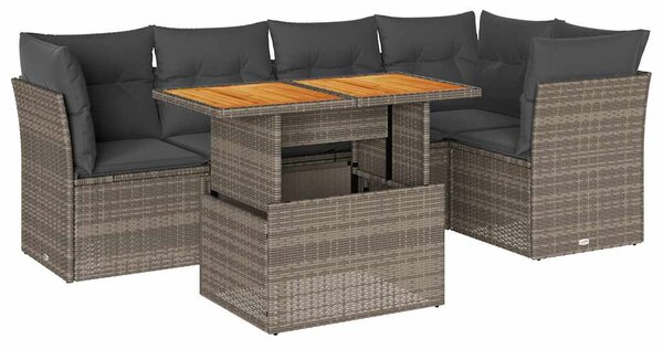 6 részes szürke polyrattan kerti ülőgarnitúra párnákkal