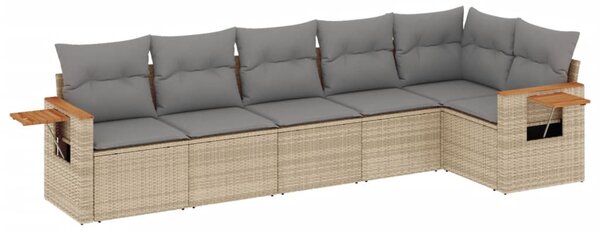 6 részes bézs polyrattan kerti ülőgarnitúra párnával