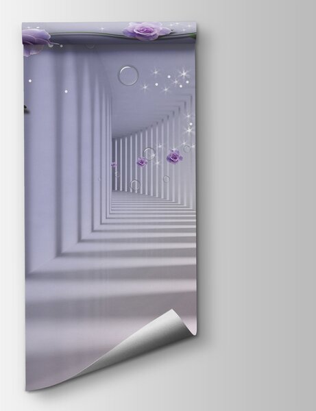 Fotótapéta Tapéta lila rózsákkal és lépcsőházzal, 3D fotótapéta, Népszerű fotótapéta, u60194 - Tapeko.hu