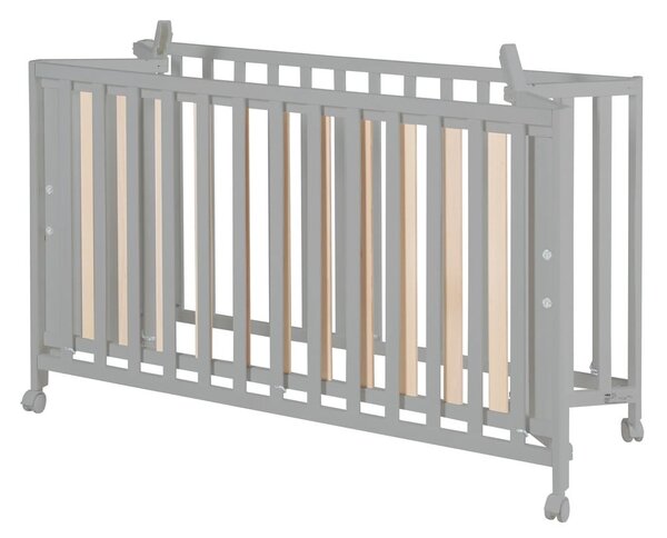 Szürke összecsukható gurulós babaágy 60x120 cm Fold up – Roba