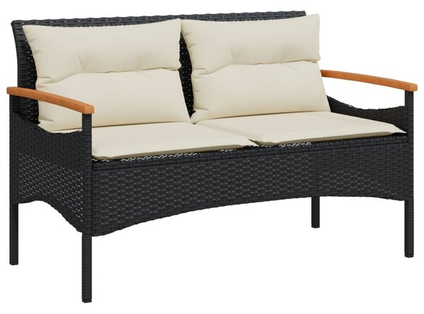 4 részes fekete polyrattan kerti ülőgarnitúra párnákkal