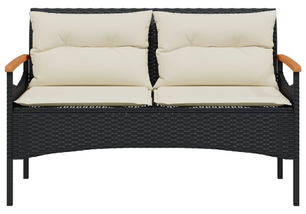 4 részes fekete polyrattan kerti ülőgarnitúra párnákkal
