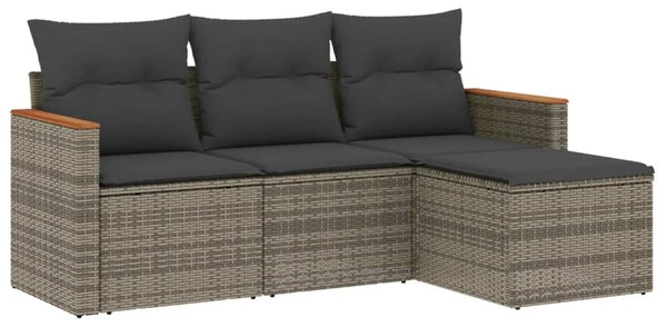 4 részes szürke polyrattan kerti ülőgarnitúra párnákkal