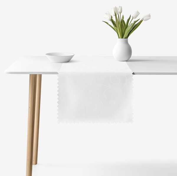 Goldea ünnepi teflonos asztali futó - fehér nagy ornamentekkel ékesített 35x180 cm