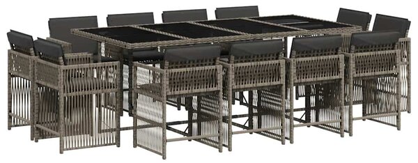 13 részes szürke polyrattan kerti ülőgarnitúra párnákkal