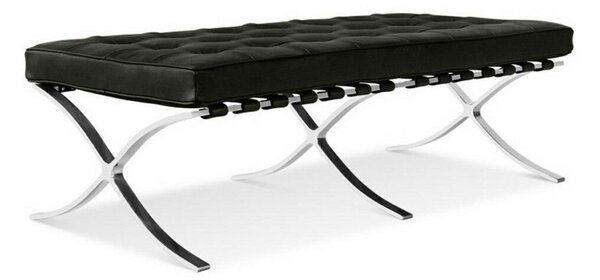 King Home Barcelon Valódi Bőr Pad Polírozott Acél Fekete