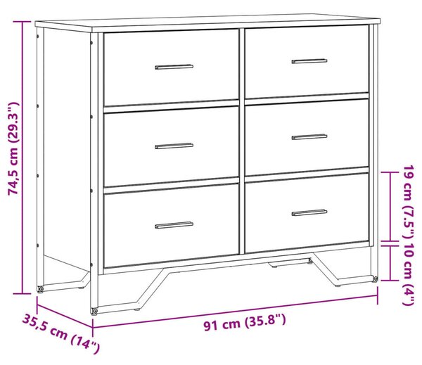 VidaXL fekete szerelt fa Komód 91 x 35,5 x 74,5 cm