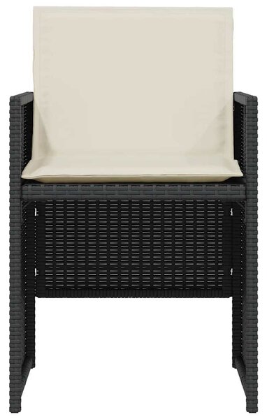 3 részes fekete polyrattan bisztrógarnitúra párnával