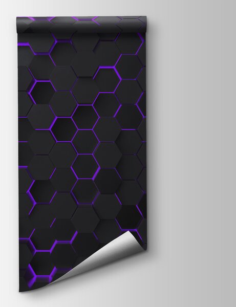 Fotótapéta Egy fekete és lila hatszögek, Geometriai 3D fotótapéta, Népszerű fotótapéta, u93618v3 - Tapeko.hu