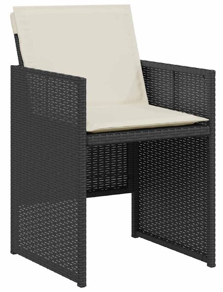 3 részes fekete polyrattan bisztrógarnitúra párnával