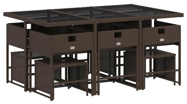 11 részes barna polyrattan kerti ülőgarnitúra párnákkal
