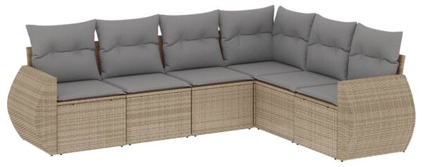 6 részes bézs polyrattan kerti ülőgarnitúra párnával