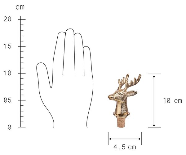 TOPPER üvegzáró dugó, arany szarvas 10cm