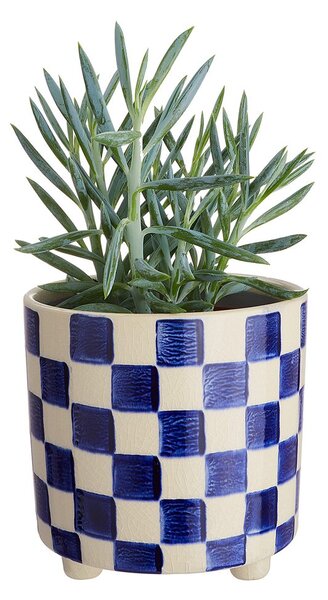 NEW DELFT kaspó, Ø 13,5 cm, kék kockás