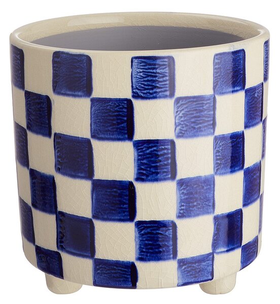 NEW DELFT kaspó, Ø 13,5 cm, kék kockás
