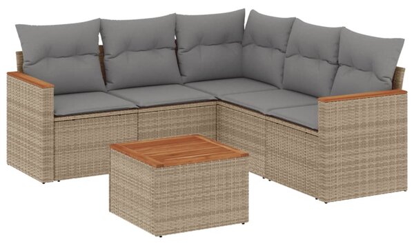 6 részes bézs polyrattan kerti ülőgarnitúra párnával