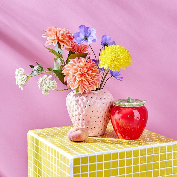 STRAWBERRY váza, rózsaszín 16,4 cm