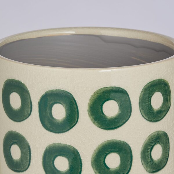 CIRCLE kaspó, zöld-krémszín Ø14cm
