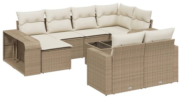 11 részes bézs polyrattan kerti ülőgarnitúra párnákkal