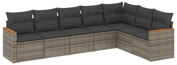 7 részes szürke polyrattan kerti ülőgarnitúra párnákkal