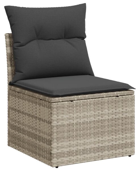7 részes világosszürke polyrattan kerti ülőgarnitúra párnákkal