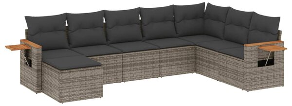 8 részes szürke polyrattan kerti ülőgarnitúra párnákkal