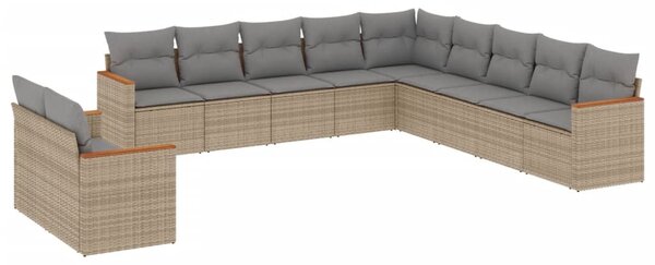 11 részes bézs polyrattan kerti ülőgarnitúra párnákkal