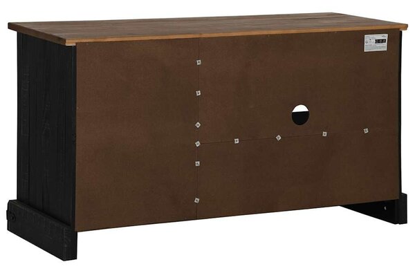 VidaXL HALDEN fekete tömör fa TV szekrény tolóajtóval 110x40x60 cm