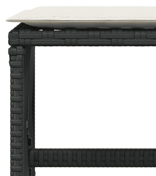 9 részes fekete polyrattan kerti étkezőgarnitúra párnákkal