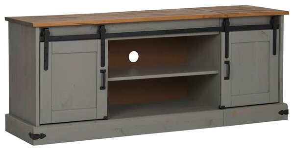 VidaXL HALDEN szürke tömör fa TV szekrény 2 tolóajtóval 150x40x60 cm