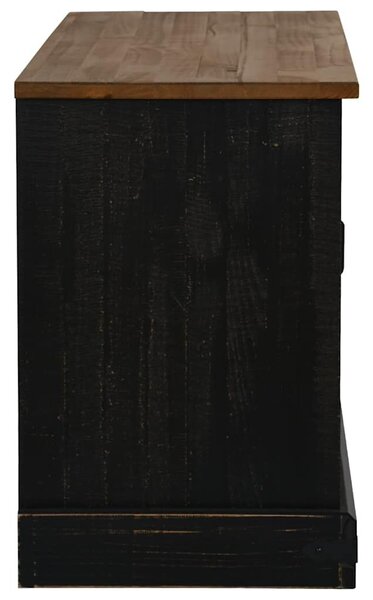 VidaXL HALDEN fekete tömör fa TV szekrény tolóajtóval 110x40x60 cm