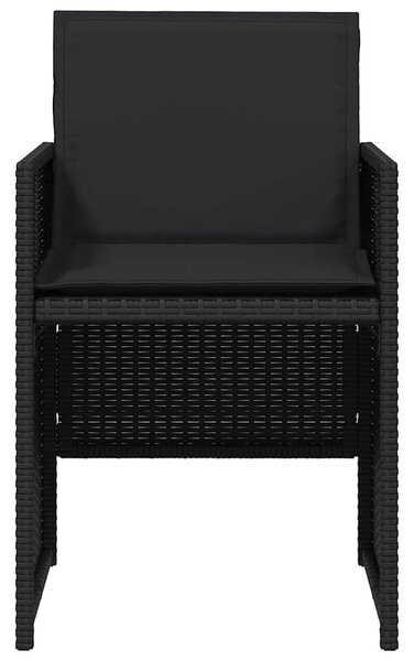 5 részes fekete polyrattan kerti étkezőgarnitúra párnákkal