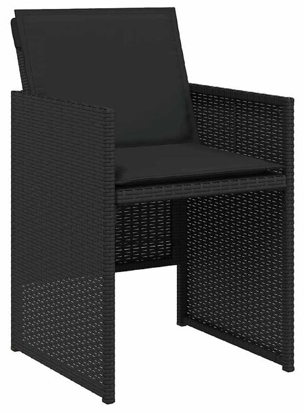 5 részes fekete polyrattan kerti étkezőgarnitúra párnákkal