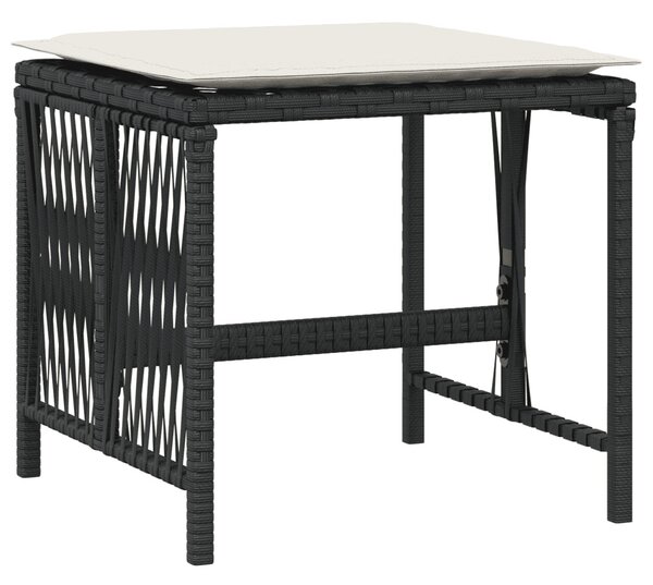 9 részes fekete polyrattan kerti étkezőgarnitúra párnákkal