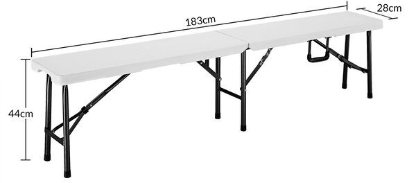 Casaria® 2 darabos összecsukható pad szett 180 cm - fehér