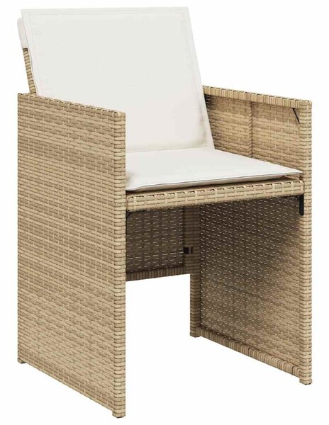5 részes bézs polyrattan kerti étkezőgarnitúra párnákkal