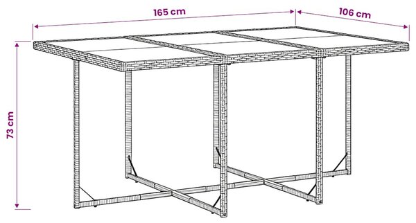 7 részes szürke polyrattan kerti étkezőgarnitúra párnával