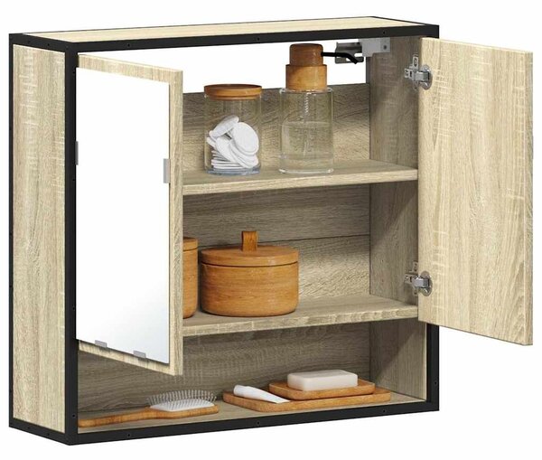 VidaXL sonoma tölgy szerelt fa tükrös fürdőszobaszekrény 65x20x60 cm
