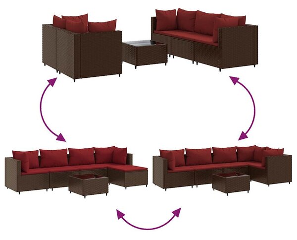 6 részes barna polyrattan kerti ülőgarnitúra párnákkal