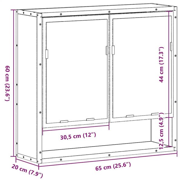 VidaXL sonoma tölgy szerelt fa tükrös fürdőszobaszekrény 65x20x60 cm