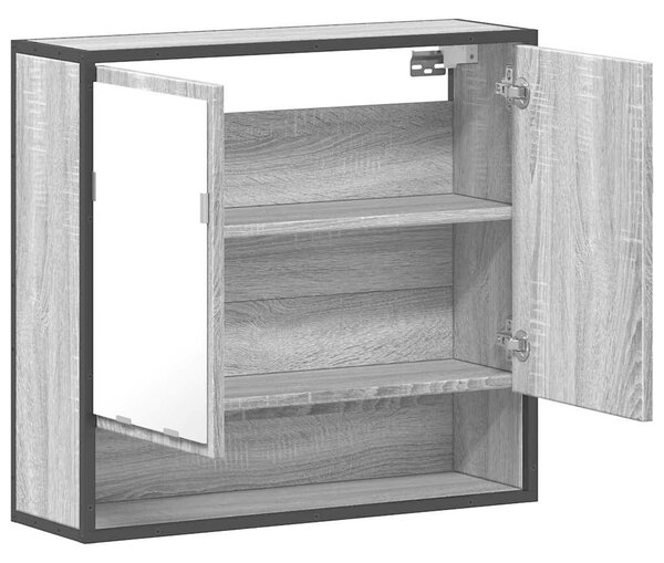 VidaXL szürke sonoma színű szerelt fa tükrös szekrény 65x20x60 cm