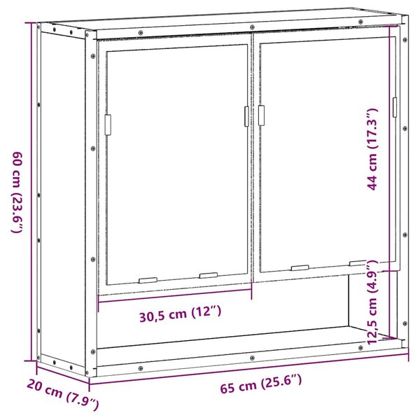 VidaXL szürke sonoma színű szerelt fa tükrös szekrény 65x20x60 cm