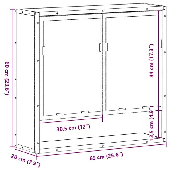 VidaXL füstölt tölgy szerelt fa tükrös fürdőszobaszekrény 65x20x60 cm