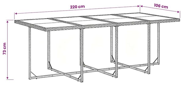 9 részes szürke polyrattan kerti étkezőgarnitúra párnával